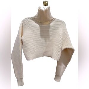 NWT House of Harlow 1960 size small cream ivory knit turtleneck cropped sweater